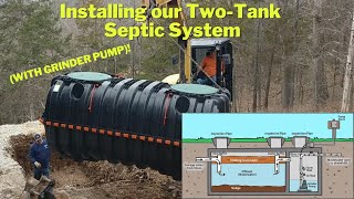 Installing our LPP Septic System. Two tank system  with grinder pump. Lake approved!