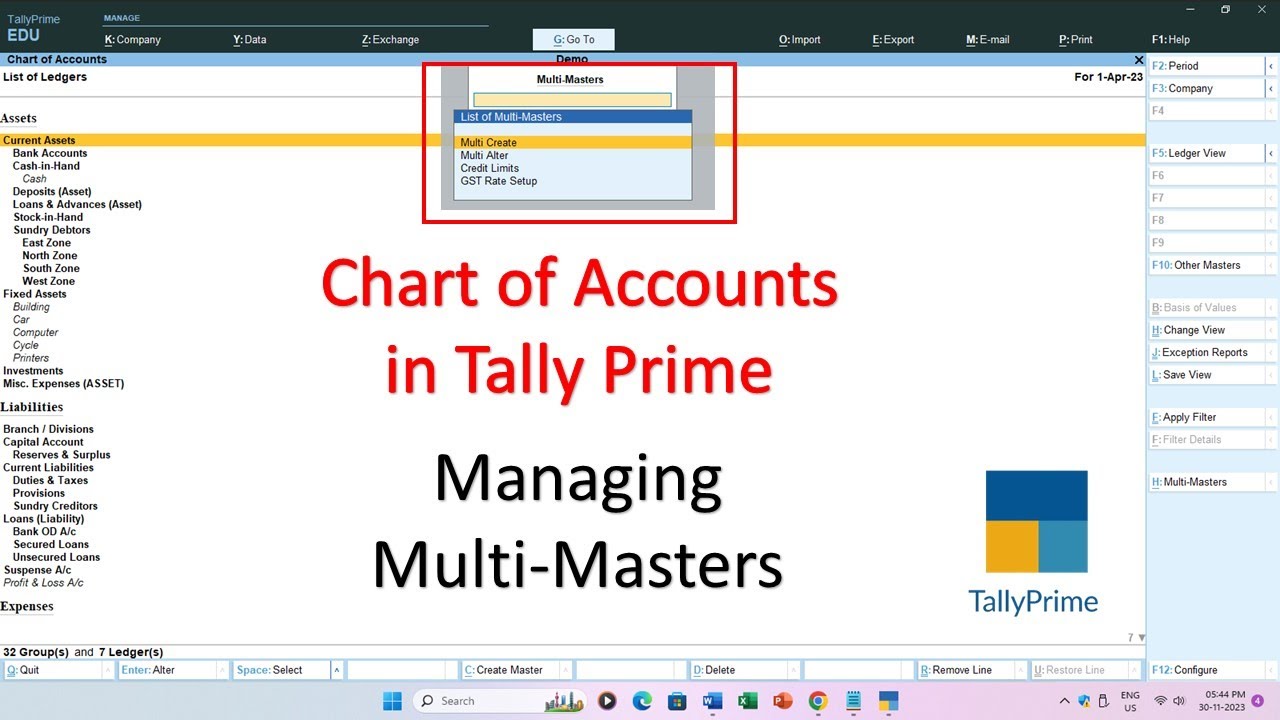How To Create Multiple Ledgers and Multiple Groups in Tally Prime Tutorial - Lesson 19