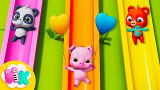 Down By The Slide! 🛝✨Fun Song with Animals for Toddlers | HeyKids Nursery Rhymes
