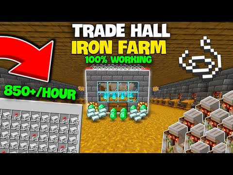 MUST HAVE IRON FARM + TRADE HALL Minecraft Bedrock 1.21