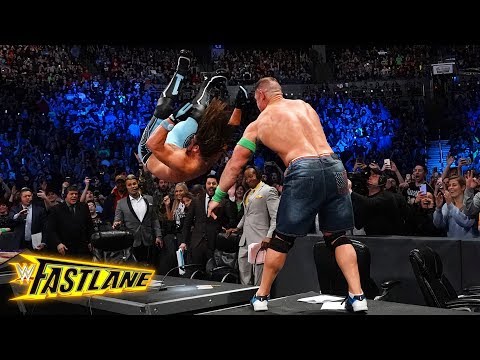 John Cena sends AJ Styles crashing through the announce table: WWE Fastlane 2018 (WWE Network)