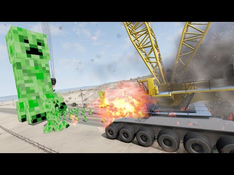 EPIC Battle: Cars vs Minecraft Creeper🤯