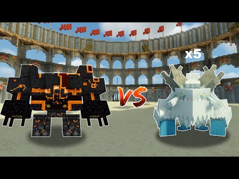 Netherite Monstrosity vs x5 Frostmaw in Minecraft