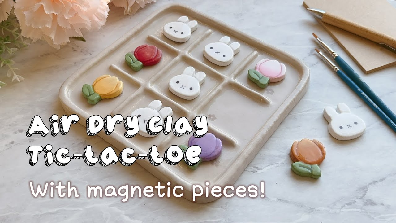 How to make a Tic-Tac-Toe Board (Magnetic) with Air Dry Clay | DIY