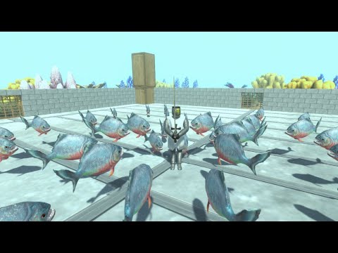 50 Piranha Swarm vs ALL UNITS in Water Animal Revolt Battle Simulator
