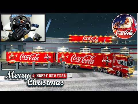Coca Cola for Christmas New Year - Euro Truck Simulator 2 - Logitech steering wheel gameplay 🇳🇴➡🇸🇪