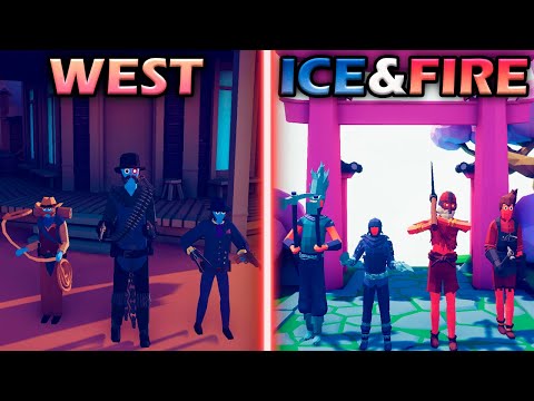 WILD WEST TEAM vs ICE & FIRE - Totally Accurate Battle Simulator | TABS