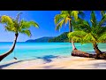 4k UHD Tropical Beach & Palm Trees on a Island, Ocean Sounds, Ocean Waves, White Noise for Sleeping.