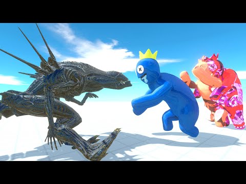 3X RAINBOW FRIENDS DEATH RUN AND KING XENOMORPH - Animal Revolt Battle Simulator