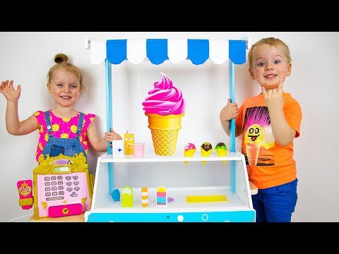 Gaby and Alex pretend play ICE CREAM TOYS Shop