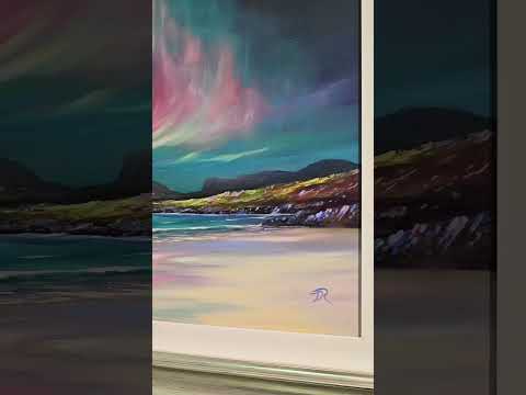Aurora Over Luskentyre 2024 Oil on Canvas,Image 51 x 51 cm, at Strathearn Gallery #art #aurora #fyp
