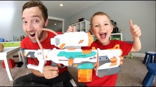 Father &amp; Son GET MASSIVE NERF GUN! / Tri Strike!