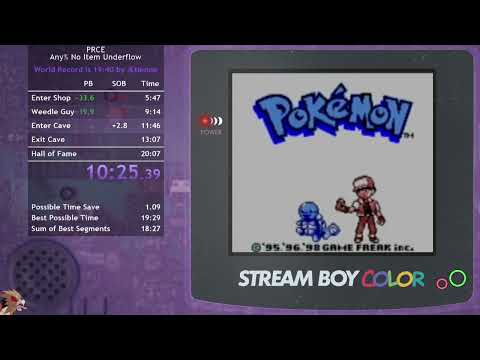 Pokémon Blue - Any% No Item Underflow Speedrun in 19:43 (no commentary)
