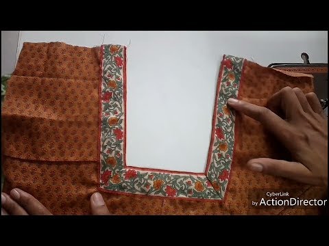 How to attach seamless cloth Patti or lace on square neckline