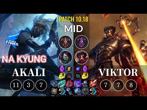 AF Na Kyung Akali vs Viktor Mid - KR Patch 10.18
