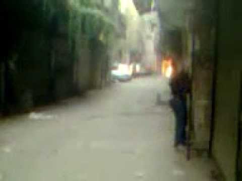 إحراق سيارة تابعة لقوات النظام من قبل عناصر كتيبة الشيخ محمد الأشمر في حي التضامن في مدينة دمشق