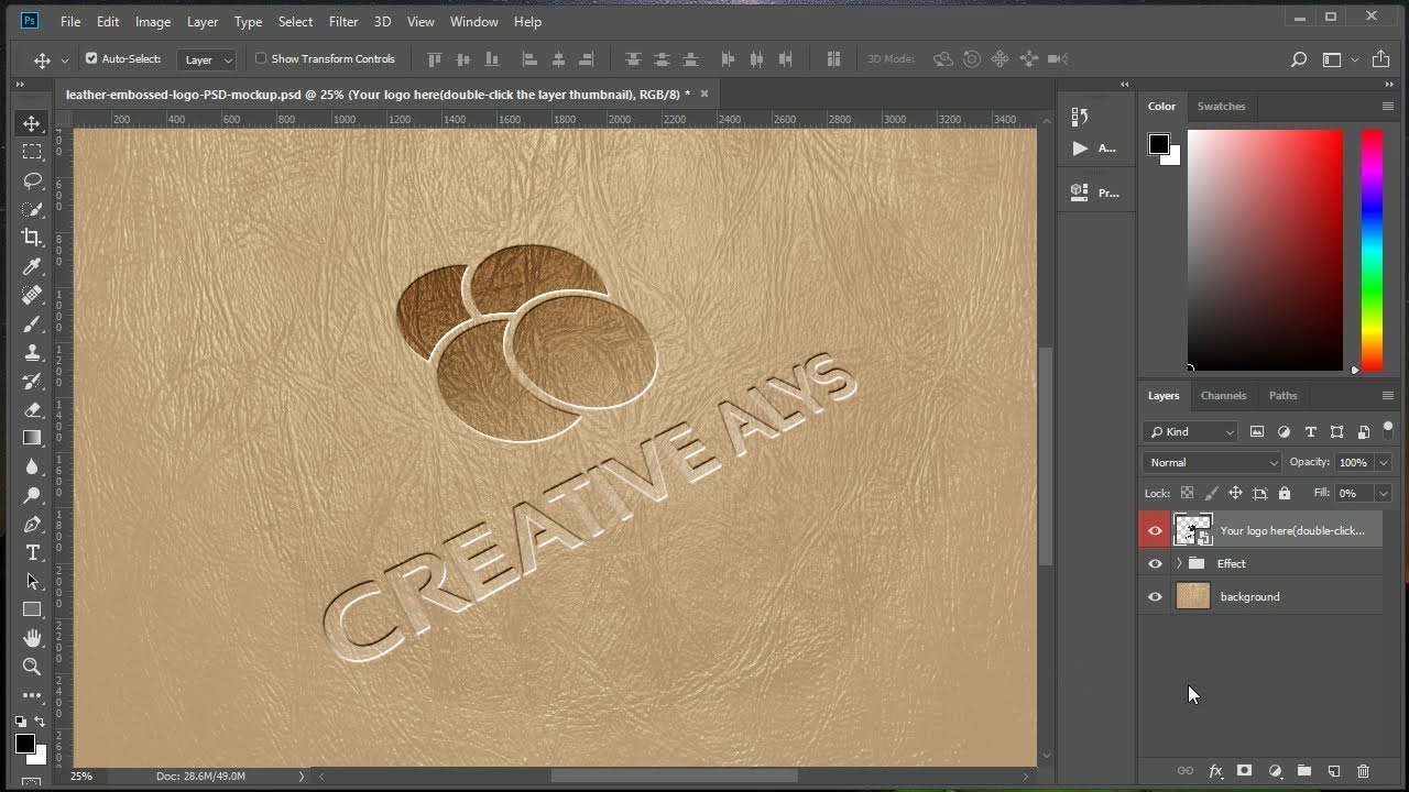 Make Leather Embossed Logo Using PSD Mockup in Photoshop