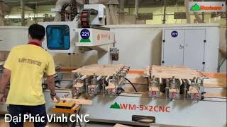Mộng âm cnc 10 đầu Woodmaster | máy đục mộng oval, khoan, lắc, chạy rãnh ...