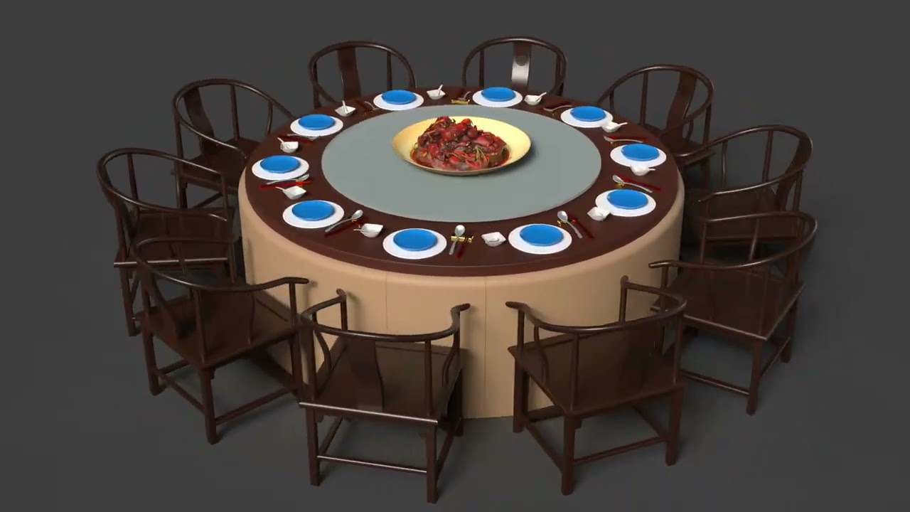 Chinese Crawfish Dim Sum Table 3D Model
