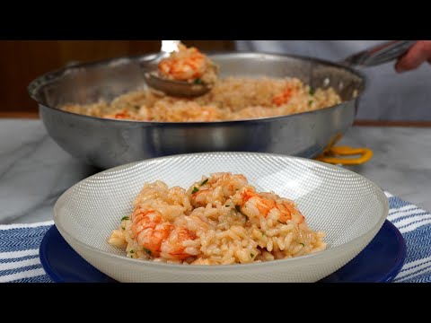 Risotto ai Gamberi Argentini profumato e facile  - Risotto with Argentine Prawns with Lemon Scent