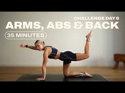Day 8 - 35 Min. Upper Body Workout w/ Weights | 1 Month Pilates x Strength Challenge
