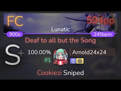 Arnold24x24 | ZUN - Deaf to all but the Song [Lunatic] +HDDT 100.00% {#1 594pp FC} - osu!