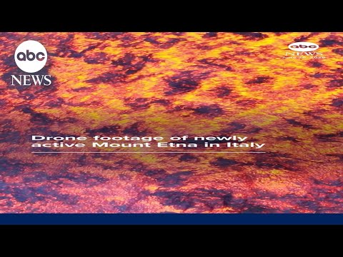 Drone footage of newly active Mount Etna in Italy