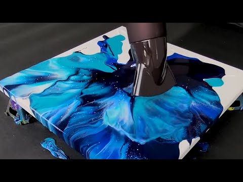 Hair Dryer Blowout Acrylic Pours with Blues!