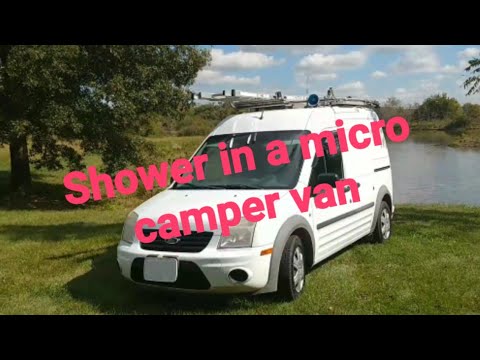 Shower in a micro camper van