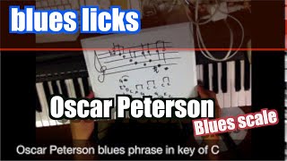 jazz piano lesson Oscar Peterson blues licks in key of C