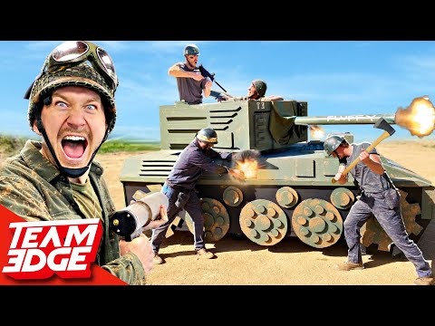 Soldiers vs TANK BATTLE! *We made a working TANK*