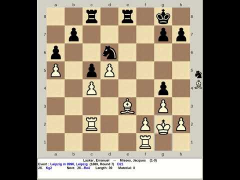 Lasker, Emanuel vs Mieses, Jacques | Leipzig match 8990 R7, 1889 #chess