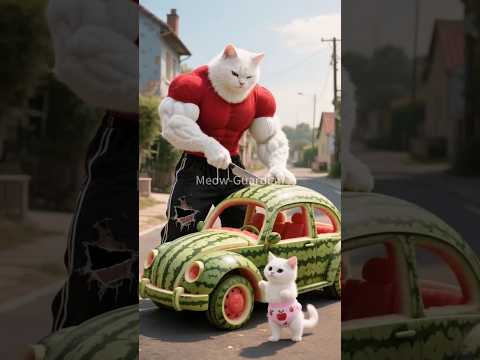 🍉 They Destroyed the Watermelon Car 🚗 Dad Cat Built for His Son 🐾