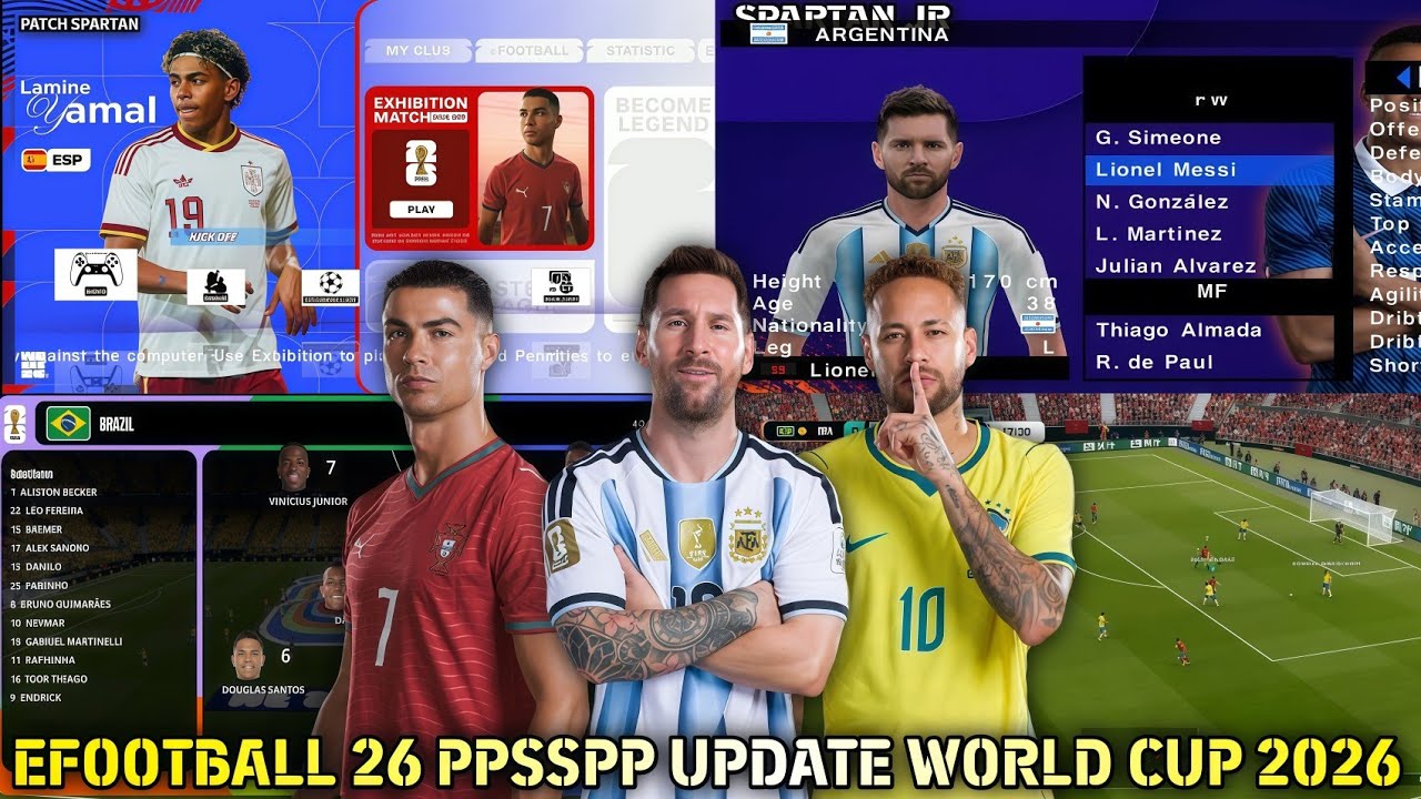 eFootball 26 PPSSPP TerupdateTransfer 2026, Update Real Face, Update kits world cup 2026