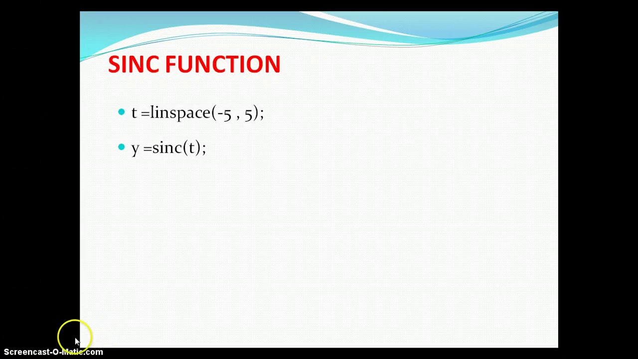 Matlab Program for Sinc Waveform