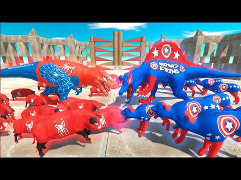 ⚡ SPIDER MAN PIGS vs CAPTAIN AMERICA TIGERS DEATH RUN - 🦖 Animal Revolt Battle Simulator 🦕