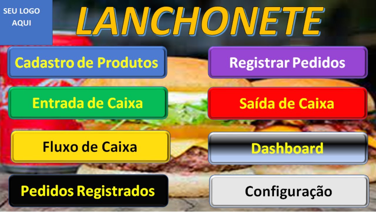 ✅ Planilha Excel Para Lanchonete, Hambúrgueria, Cantina e Vendas por Delivery.