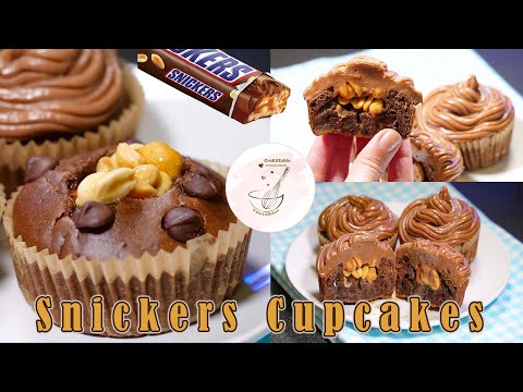 Snickers Cupcakes | Chocolate Peanut Caramel Cupcakes | Snickers Muffiny | CreEATable Pola's Kitchen
