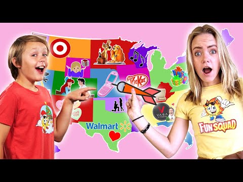 Throwing a Dart at a Map and Buying Whatever it Lands On! Sis VS Bro Challenge! | Fun Squad