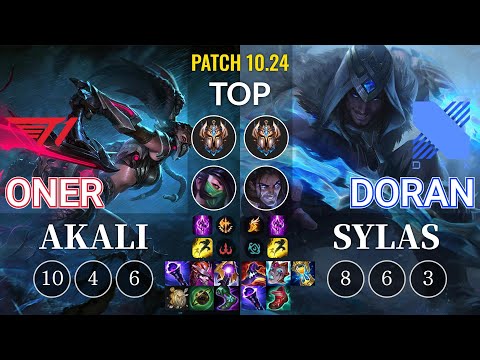 T1 Oner Akali vs DRX Doran Sylas Top - KR Patch 10.24