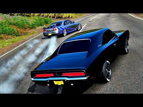 Forza Horizon 4 - Velozes e Furiosos. Corrida entre Dodge Charger RT vs Nissan Skyline GTR