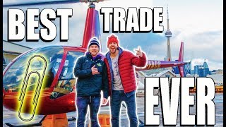 Trading A Paperclip For A Helicopter!! (WITH A FAN)