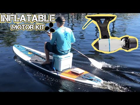 Part of a video titled Motorized Paddle Board (iSUP) - Fin Motor Mount - YouTube