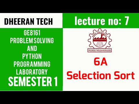 Ge8161pspp Labmanojkumar Lecturespython Lab Selection Sort Program