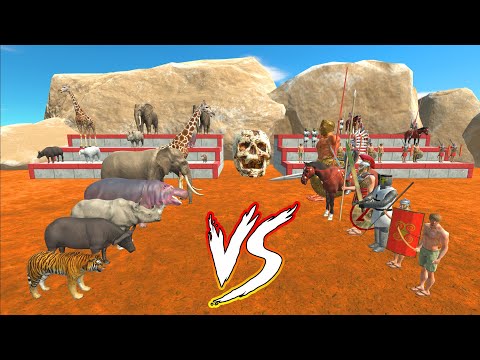 ANCIENT HUMANS TEAM VS MODERN MAMMALS TEAM - Animal Revolt Battle Simulator