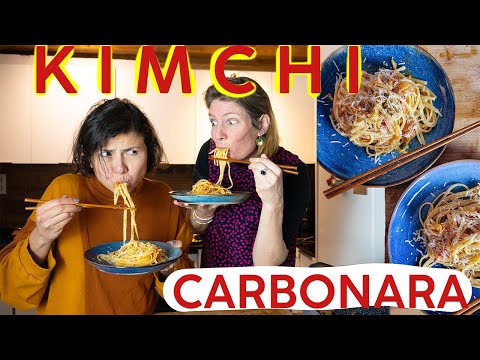 Creamy and spicy Kimchi Carbonara