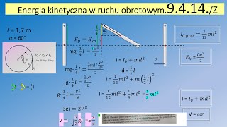 9.4.14. Metalowy pręt o długości l = 1,7 m zawieszony na osi poziomej przechodzącej przez jego górny