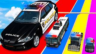 Giant & Small Car vs Portal Trap with Slide Colors – Cars vs Trains – BeamNG.Drive