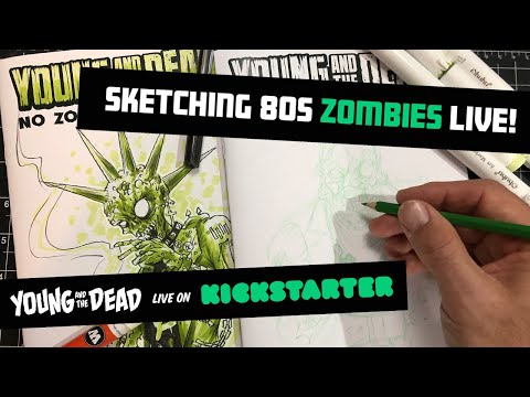 Drawing 80s Zombie Sketch Covers for Kickstarter Backers!