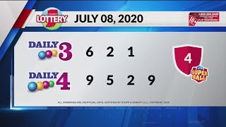 Daily 3 Daily 4 Evening Drawing: July 8, 2020